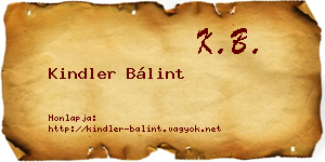 Kindler Bálint névjegykártya